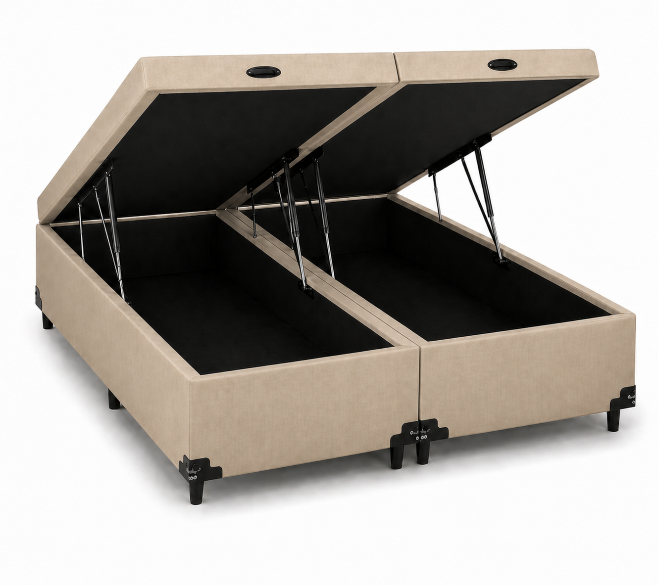 Cama Box Baú Bipartido Queen Bege