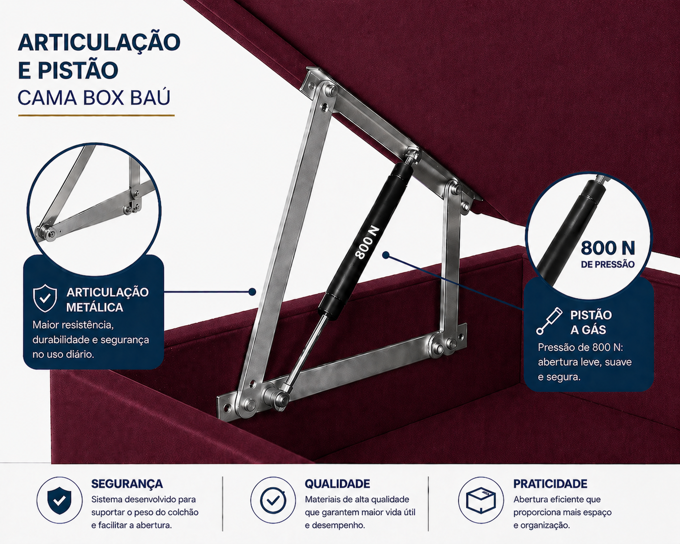 Cama Box Baú Bipartida Queen 158cm foto 2