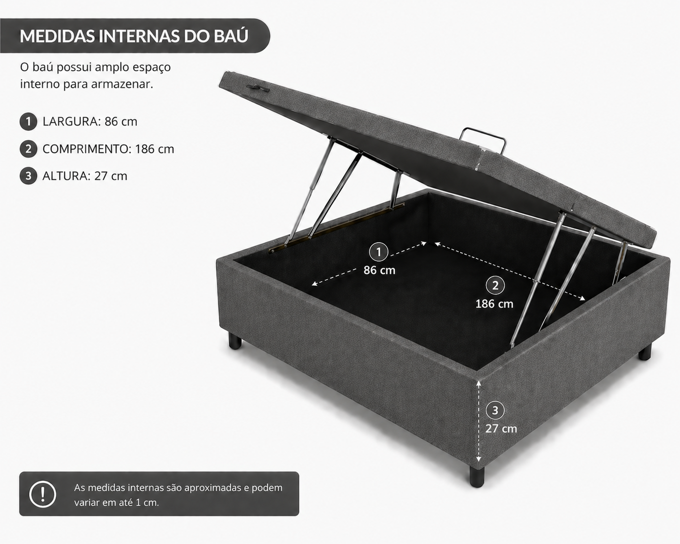 Cama Box Baú Solteiro 88cm foto 2