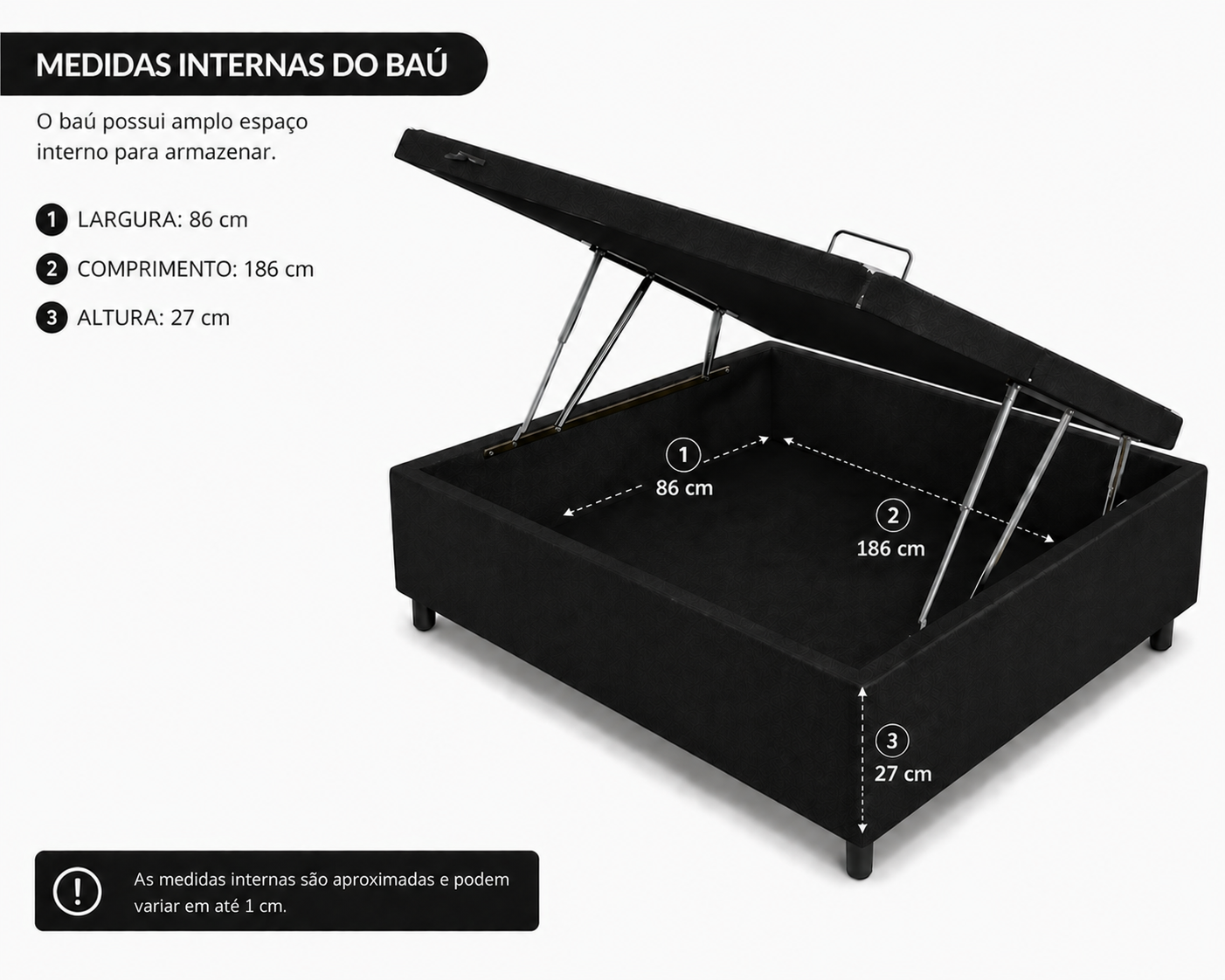 Cama Box Baú Solteiro 88cm foto 2