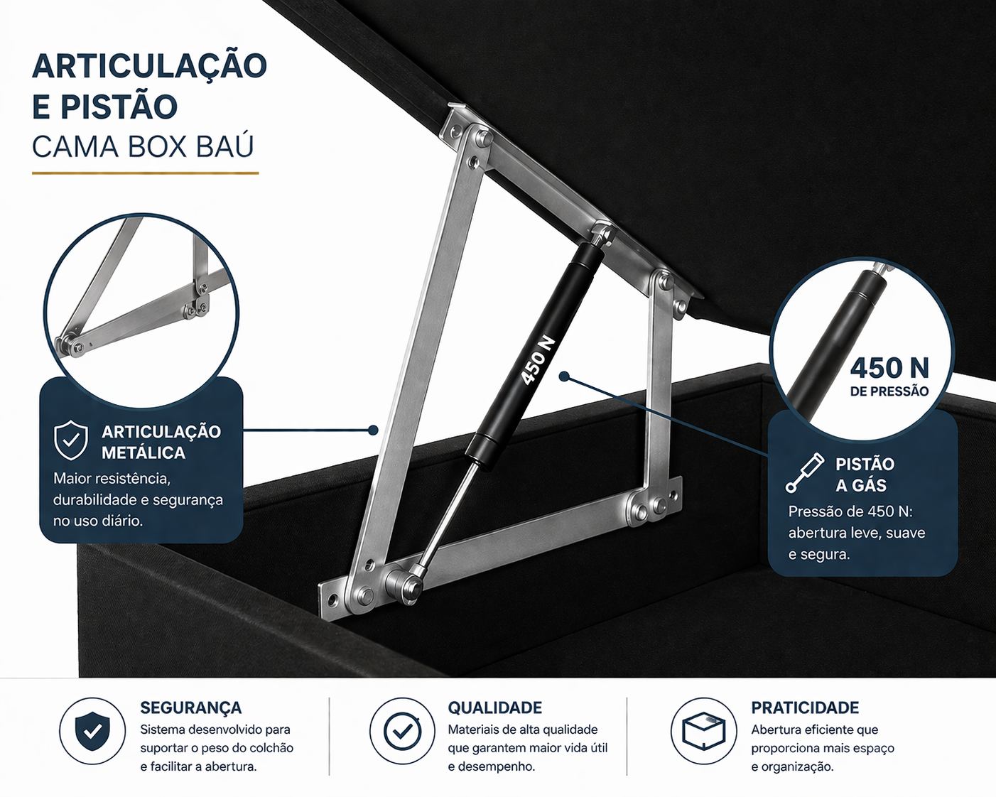 Cama Box Baú Solteiro 88cm foto 3