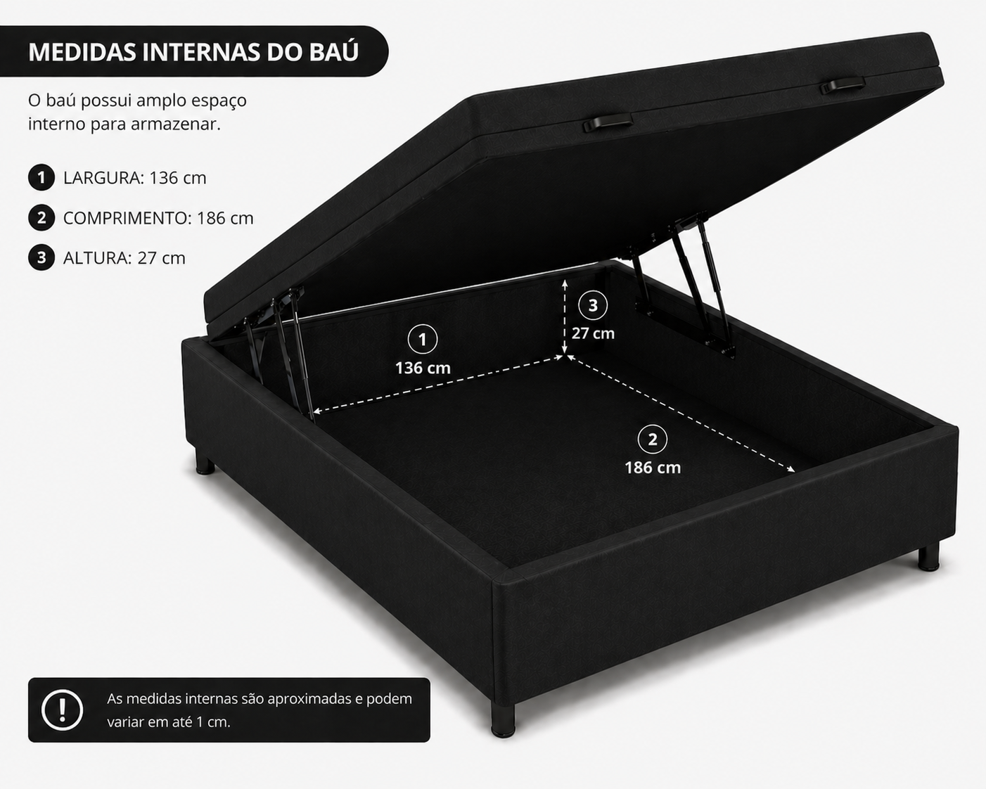 Cama Box Baú Casal 138cm foto 2