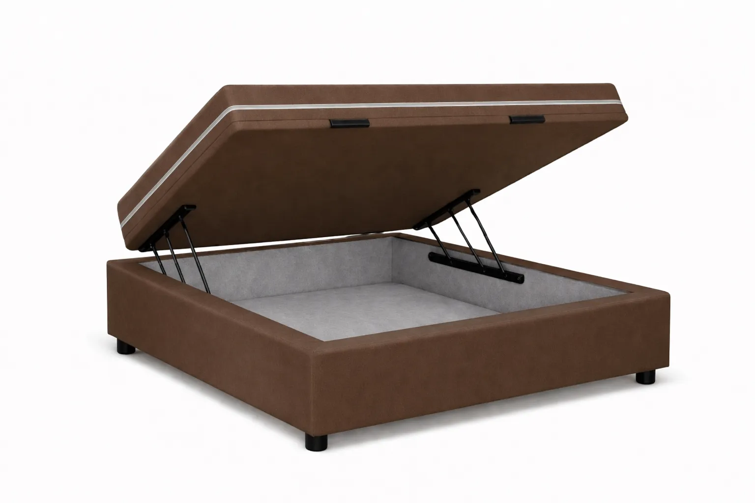 Kit Cama Box Baú + Colchão Mola Bonnel Solteirinho 0,78m - Marrom