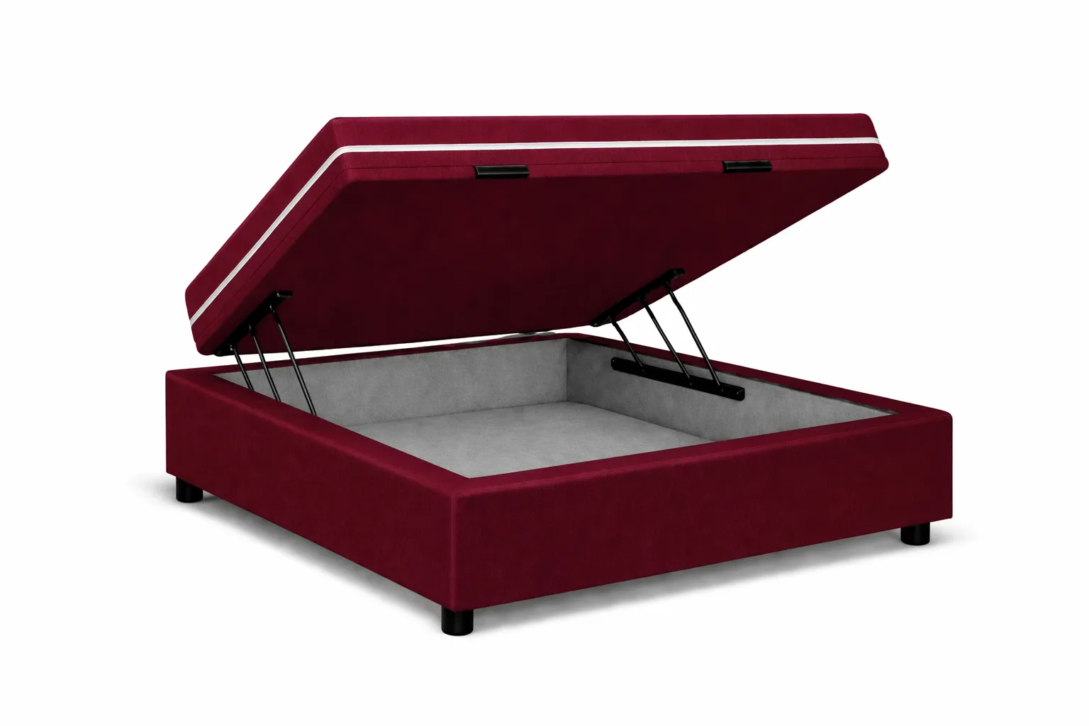 Kit Cama Box Baú + Colchão Mola Bonnel Solteirinho 0,78m - Vinho