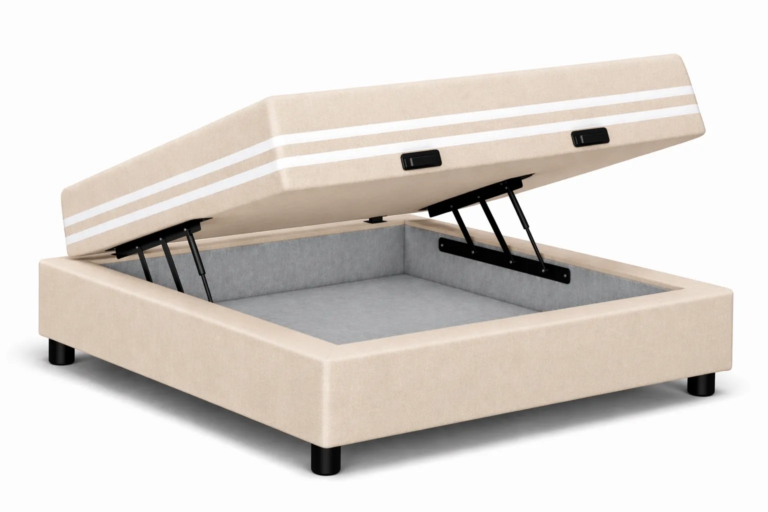 Kit Cama Box Baú + Colchão Mola Ensacada Solteirinho 0,78m - Bege