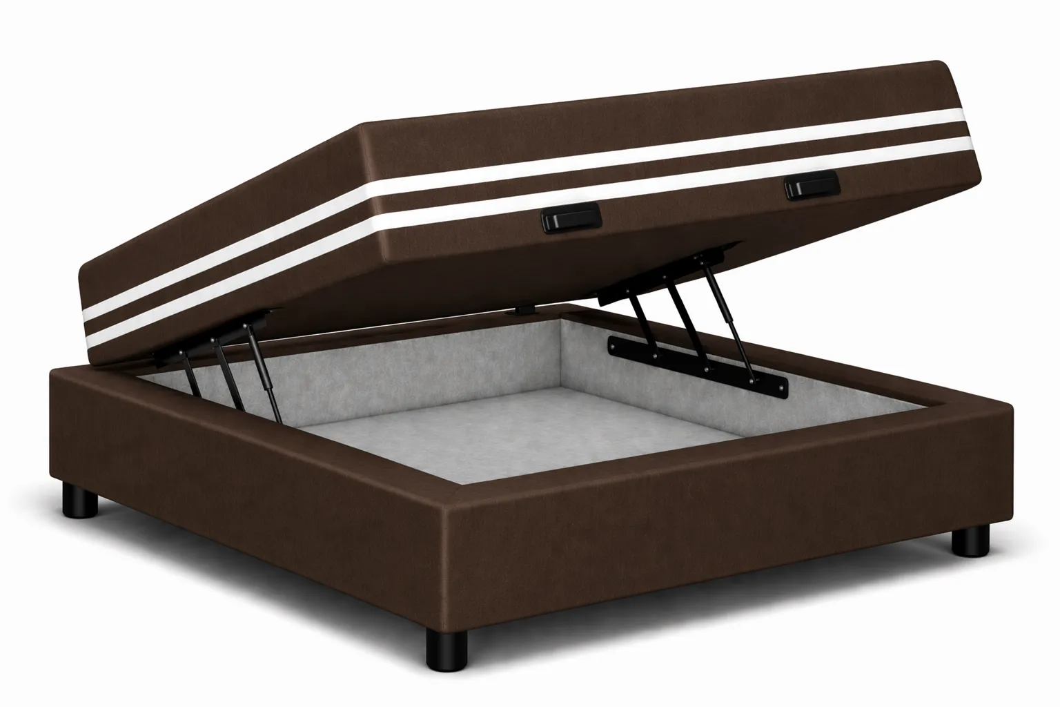 Kit Cama Box Baú + Colchão Mola Ensacada Solteirinho 0,78m - Marrom