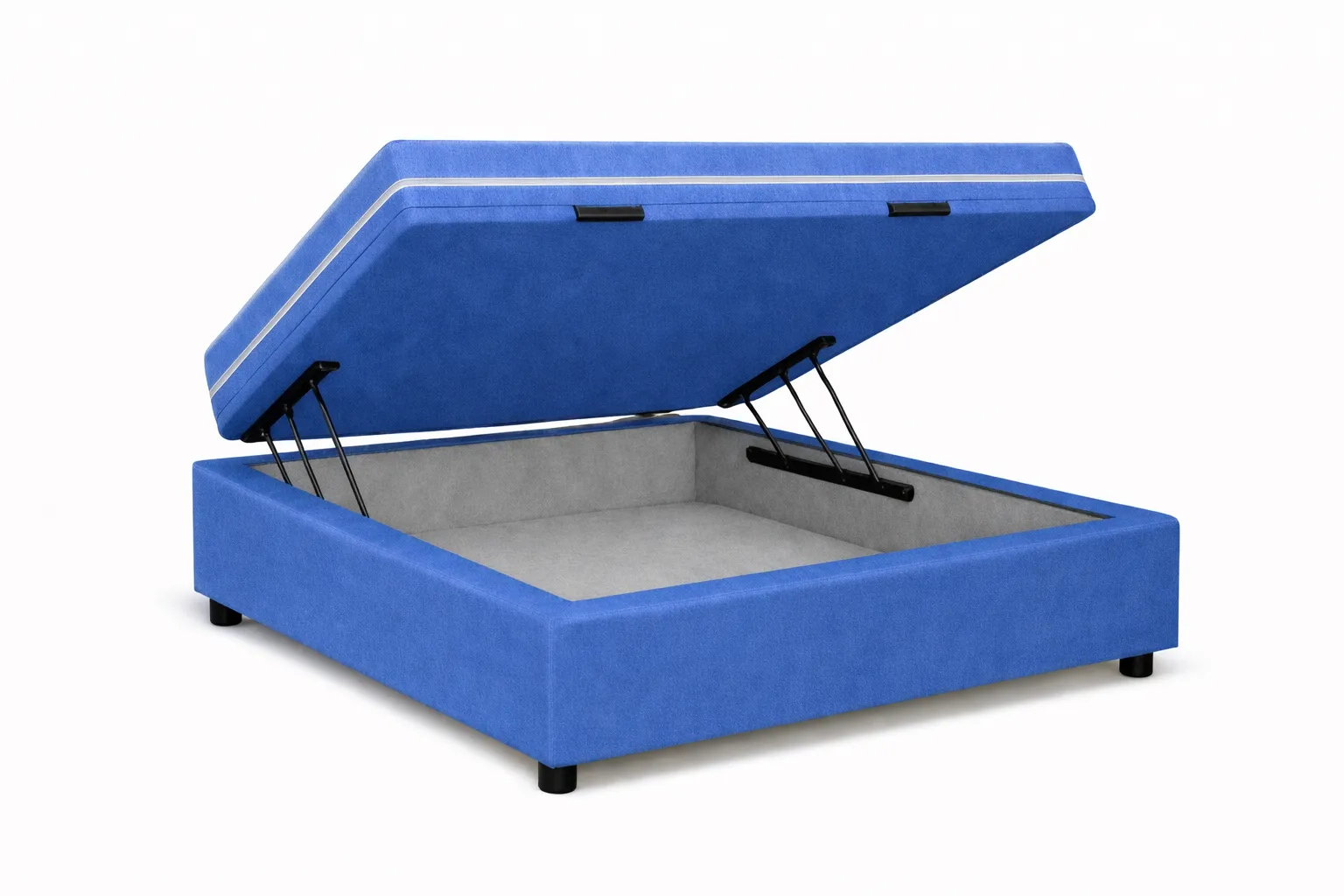 Kit Cama Box Baú + Colchão Mola Bonnel Solteiro 0,88m - Azul