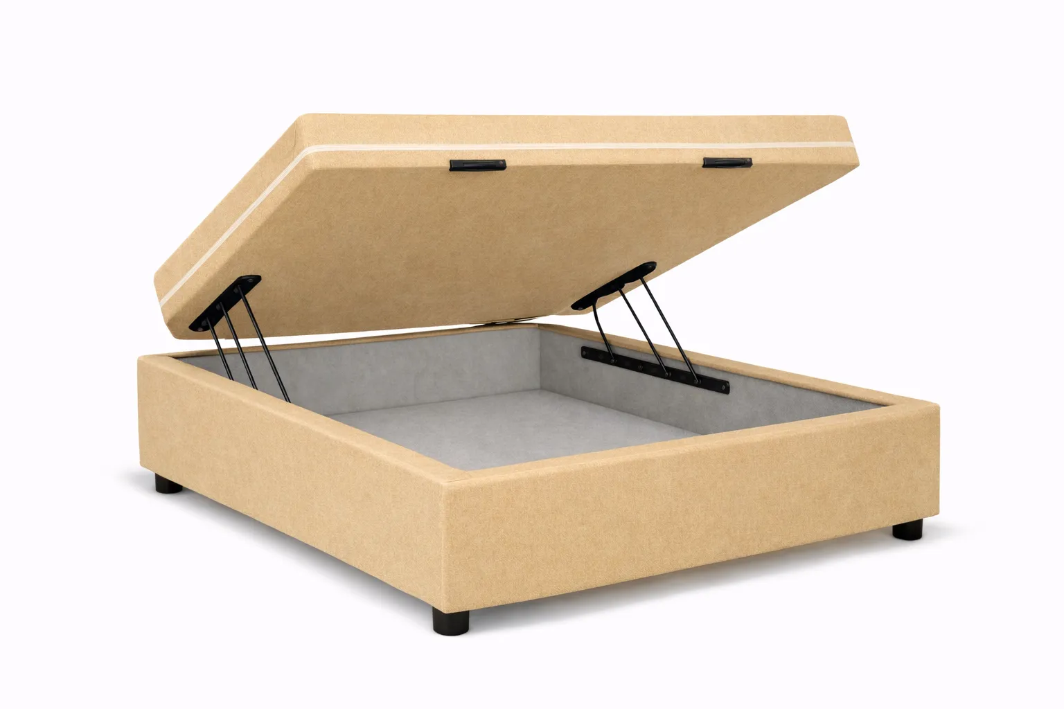Kit Cama Box Baú + Colchão Mola Bonnel Solteiro 0,88m - Bege