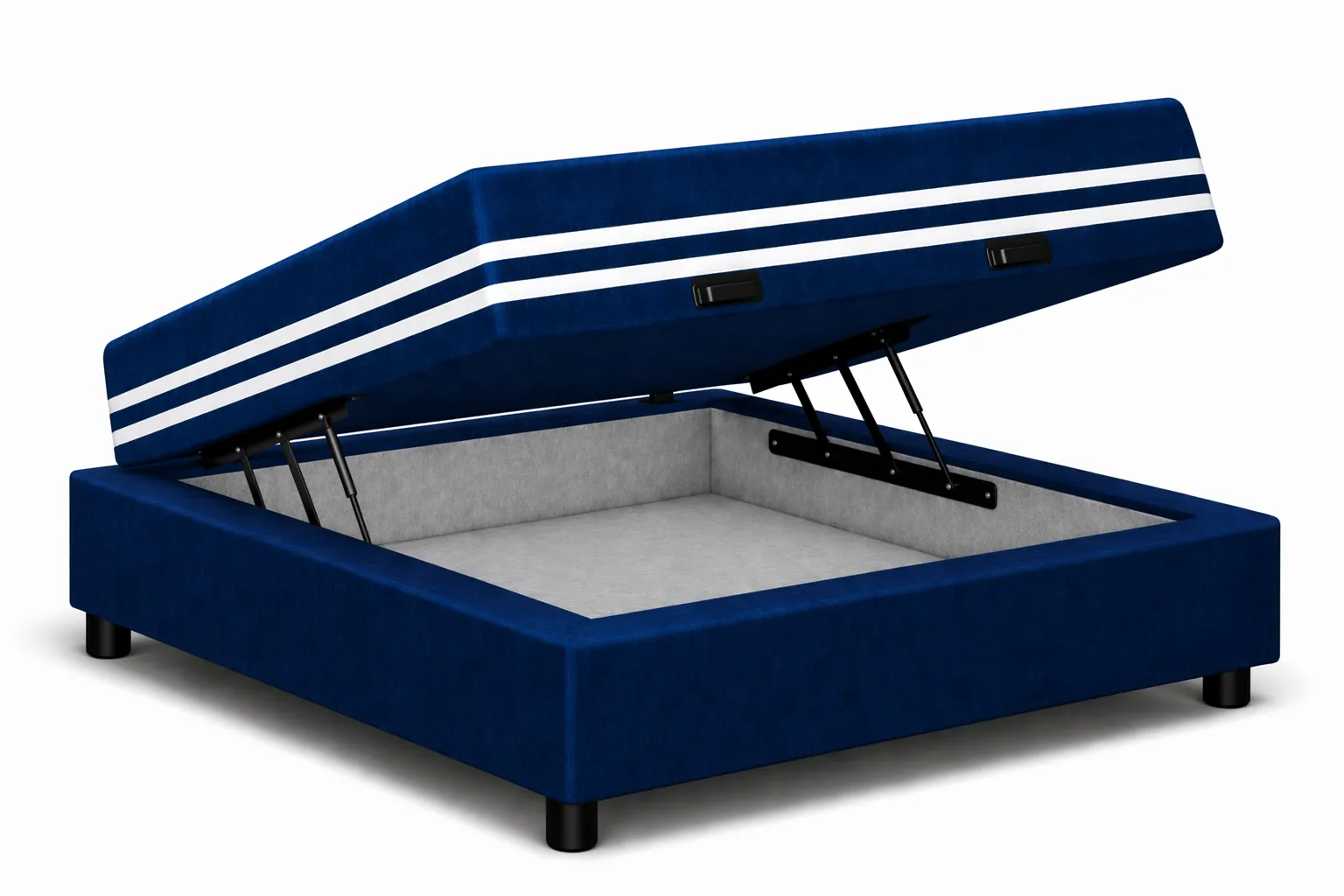 Kit Cama Box Baú + Colchão Mola Ensacada Solteiro 0,88m - Azul