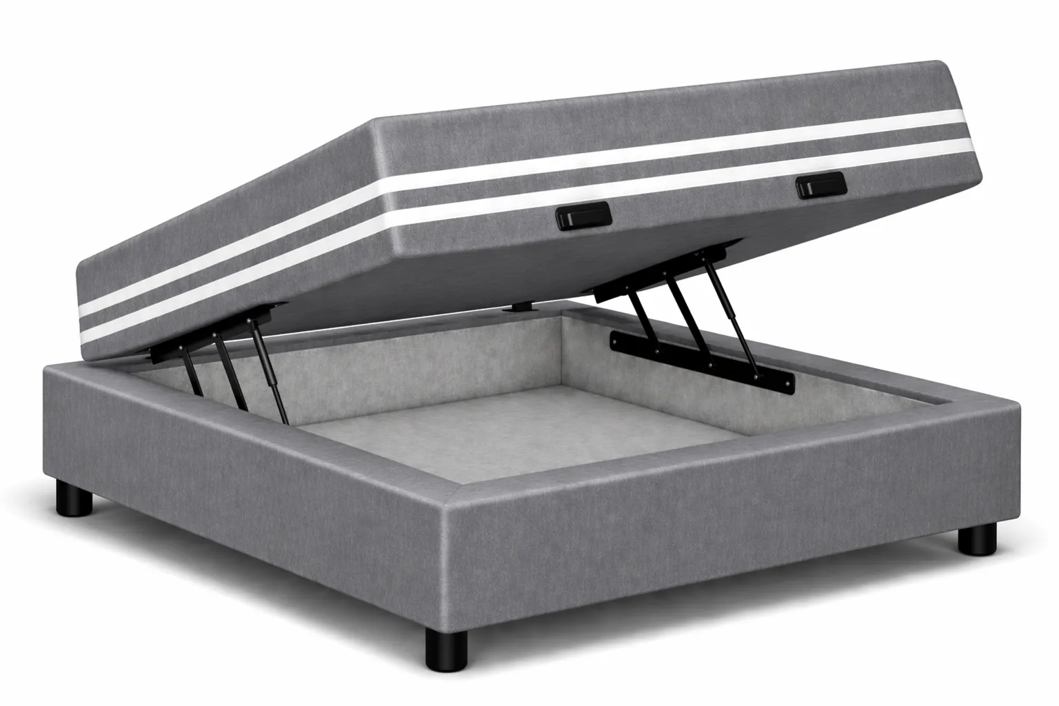 Kit Cama Box + Colchão Mola Ensacada Solteiro 0,88m - Cinza