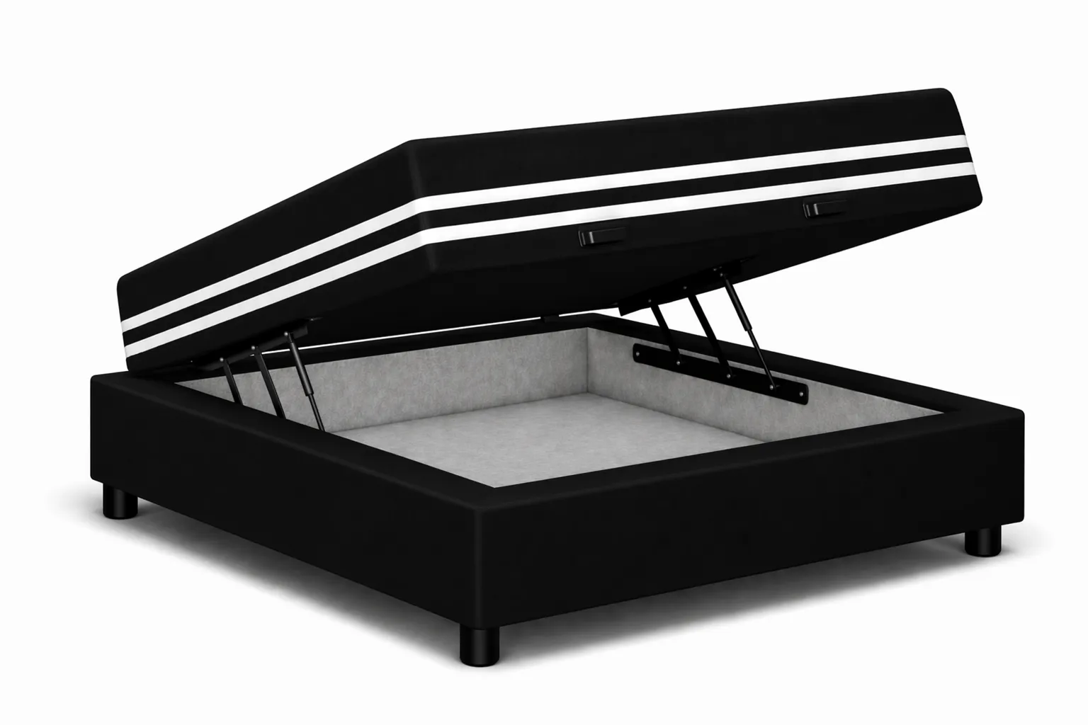Kit Cama Box Baú + Colchão Mola Ensacada Solteiro 0,88m - Preto