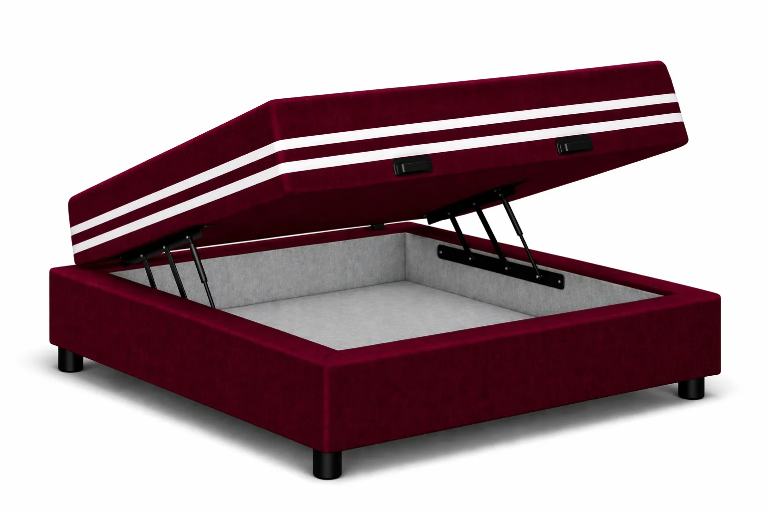 Kit Cama Box Baú + Colchão Mola Ensacada Solteiro 0,88m - Vinho
