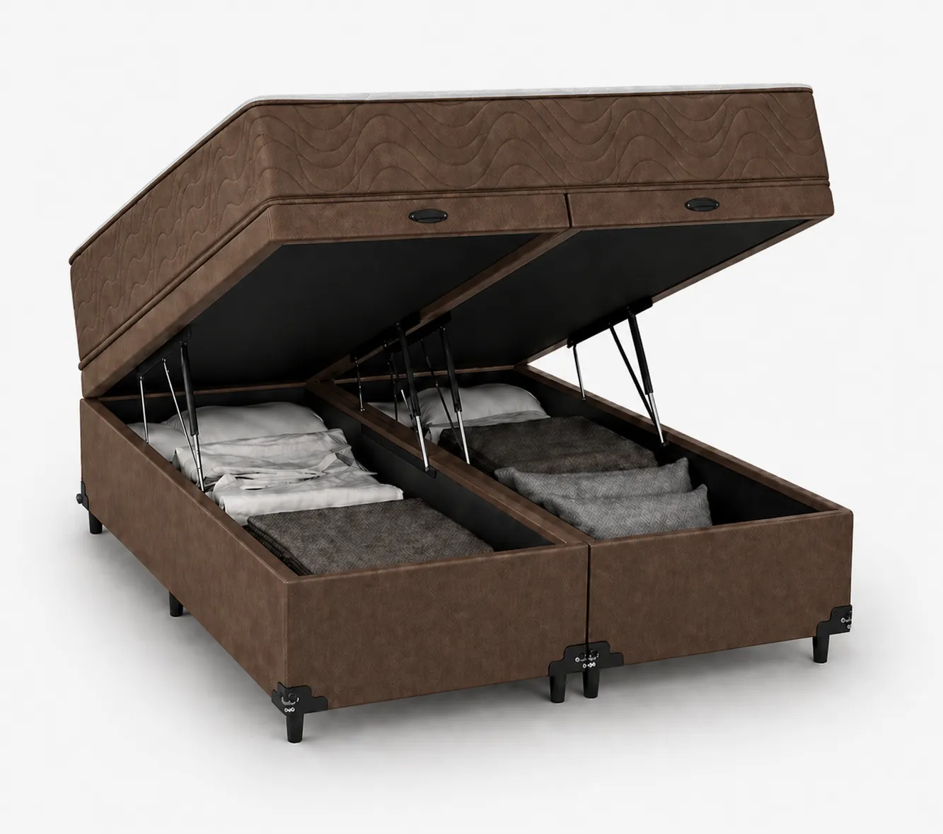 Kit Cama Box + Colchão D33 Solteirão 0,96m - Marrom