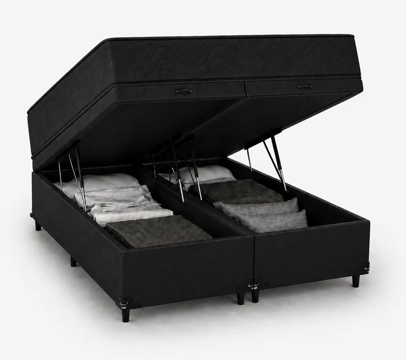 Kit Cama Box Baú + Colchão D45 Solteirão 0,96m - Preto