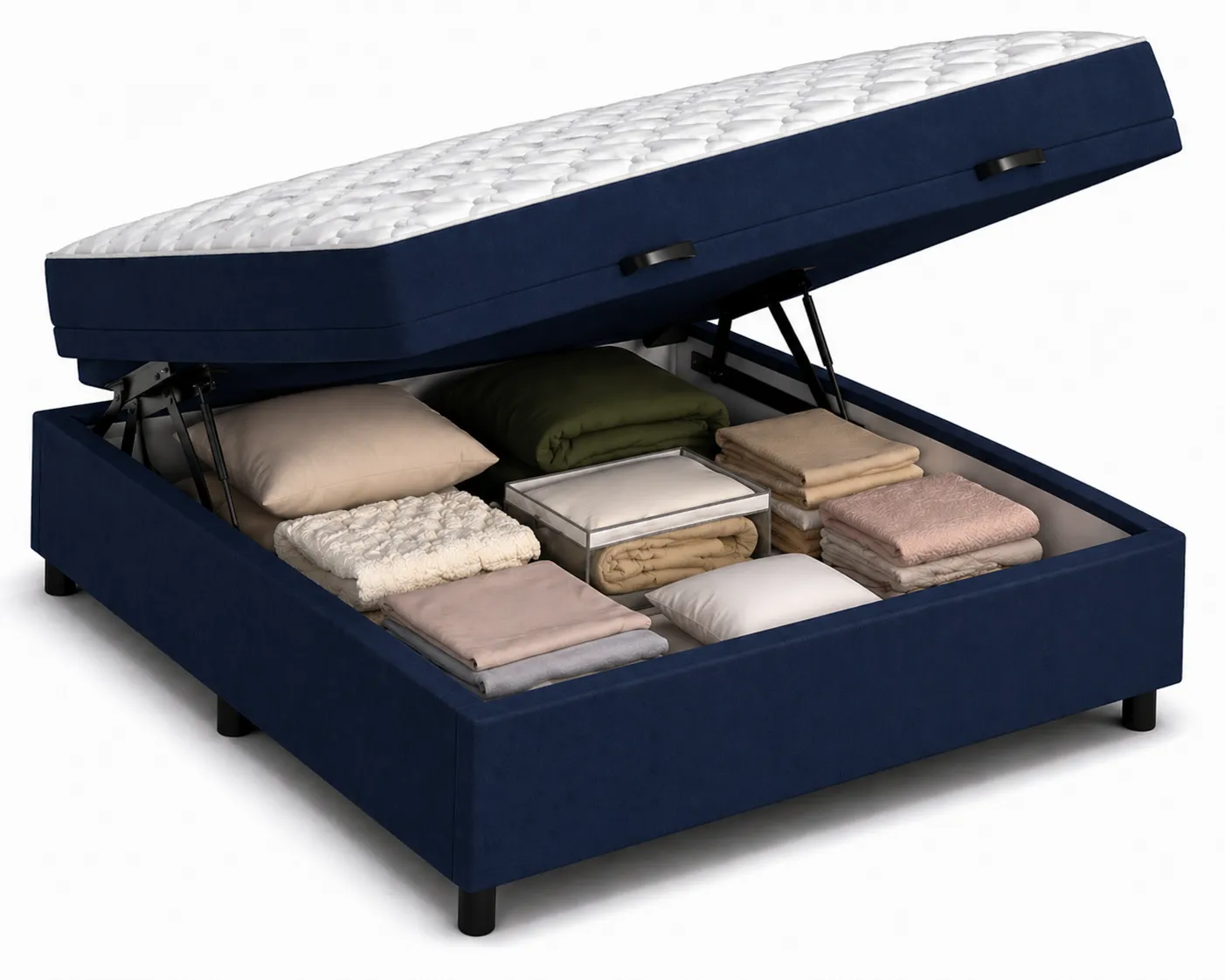 Kit Cama Box Baú + Colchão D33 Viúva 1,28m - Azul