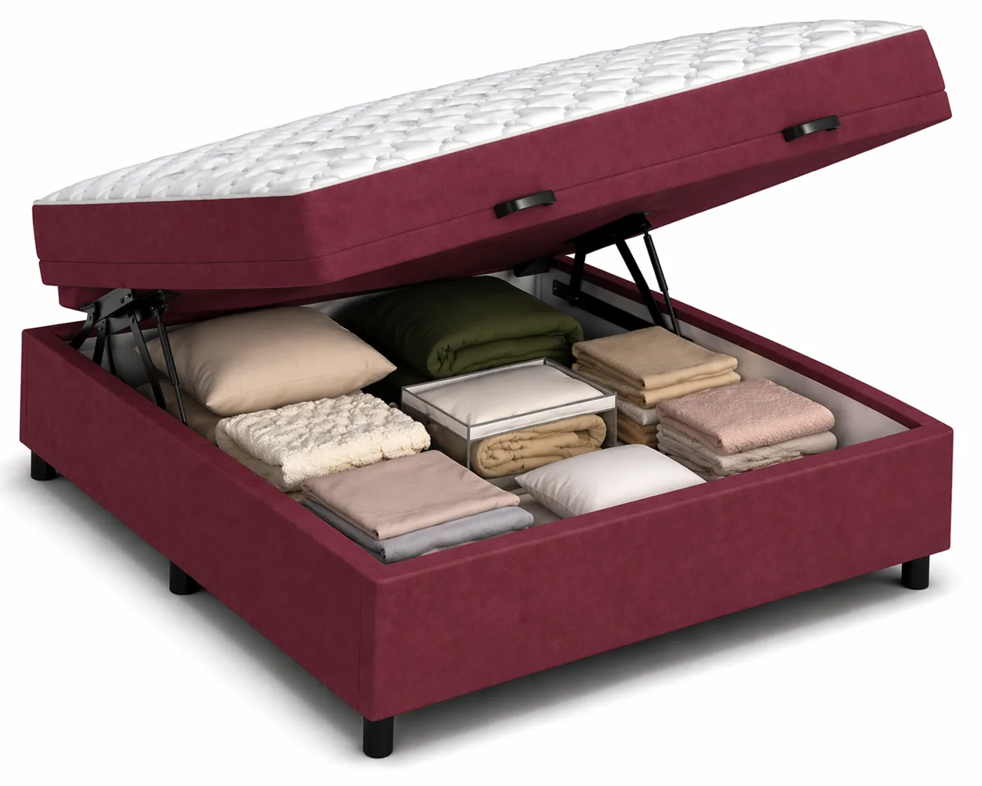 Kit Cama Box Baú + Colchão D33 Viúva 1,28m - Vinho
