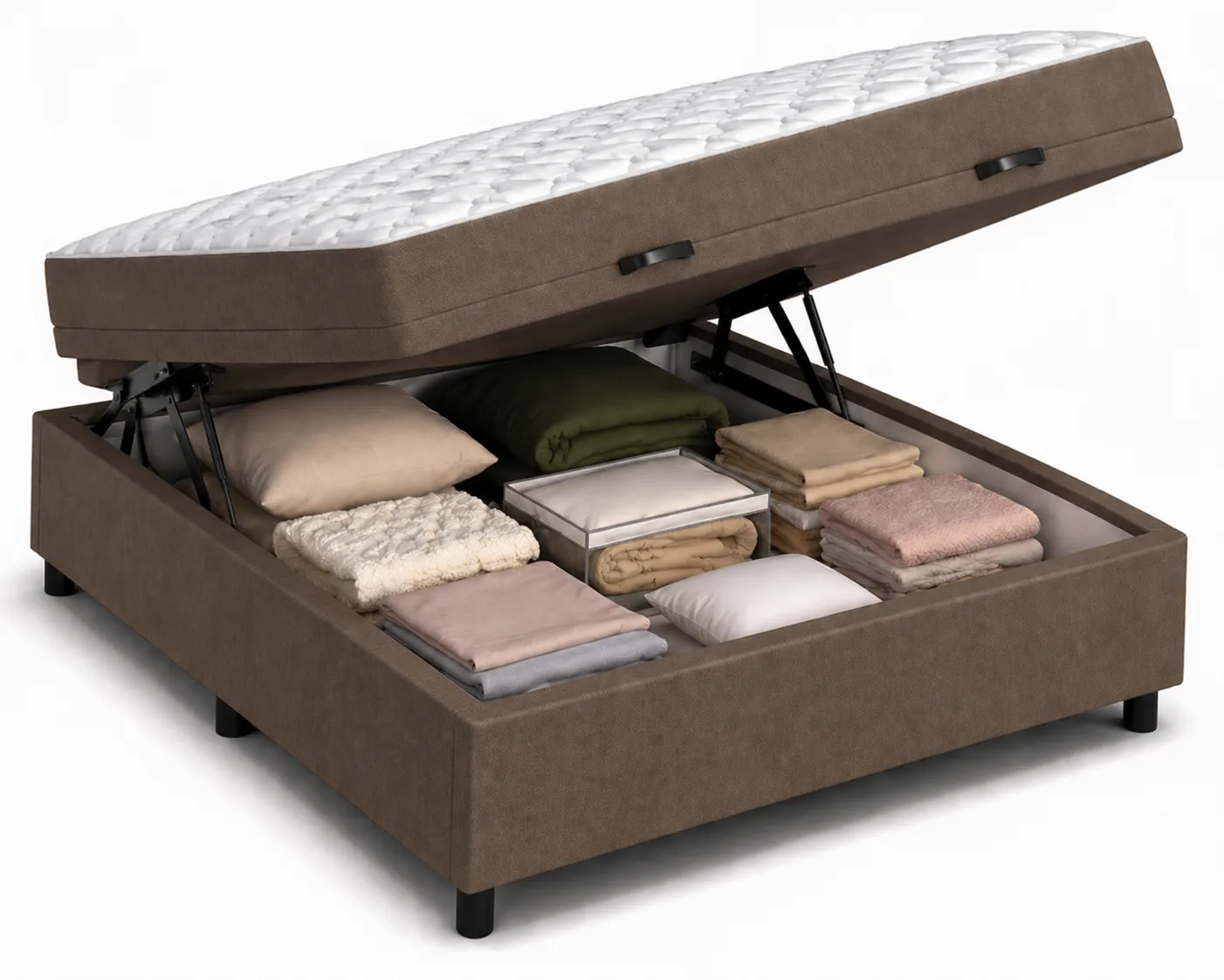 Kit Cama Box + Colchão D45 Viúva 1,28m - Marrom