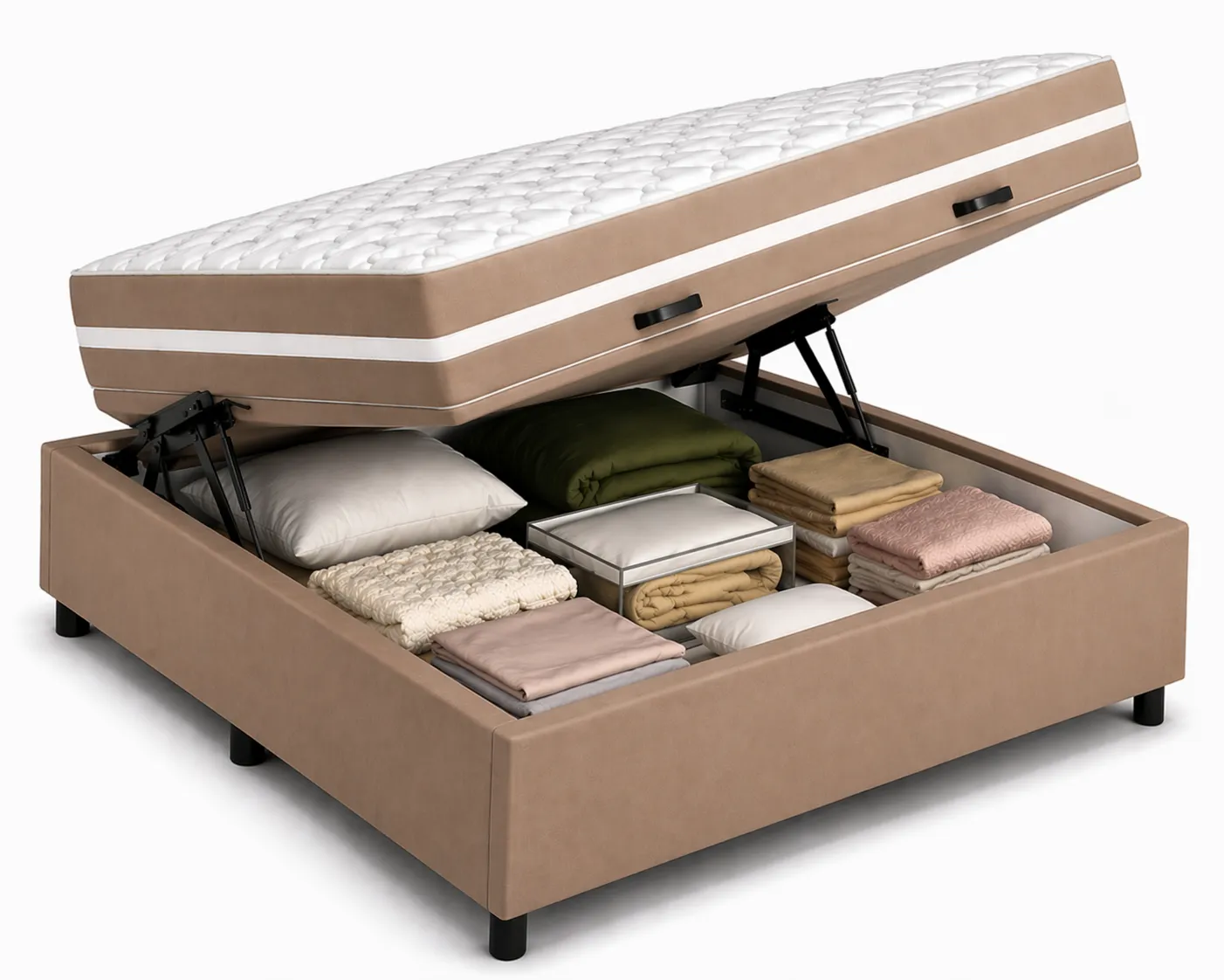Kit Cama Box + Colchão Mola Bonnel Viúva 1,28m - Marrom