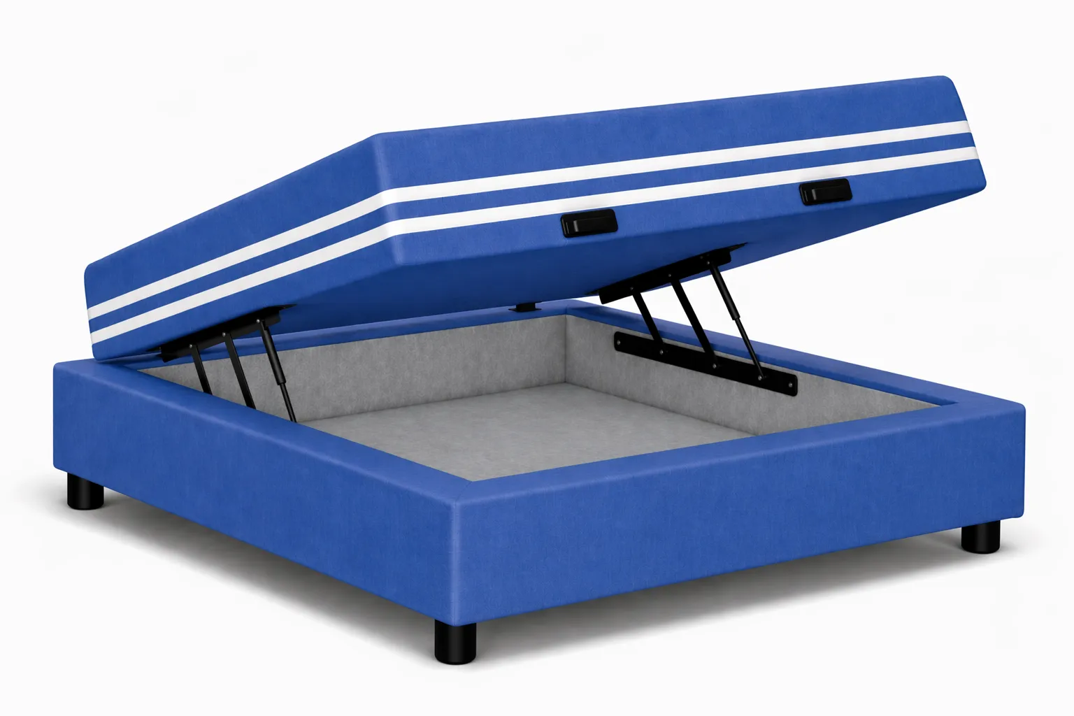 Kit Cama Box Baú + Colchão Mola Ensacada Casal 1,38m - Azul