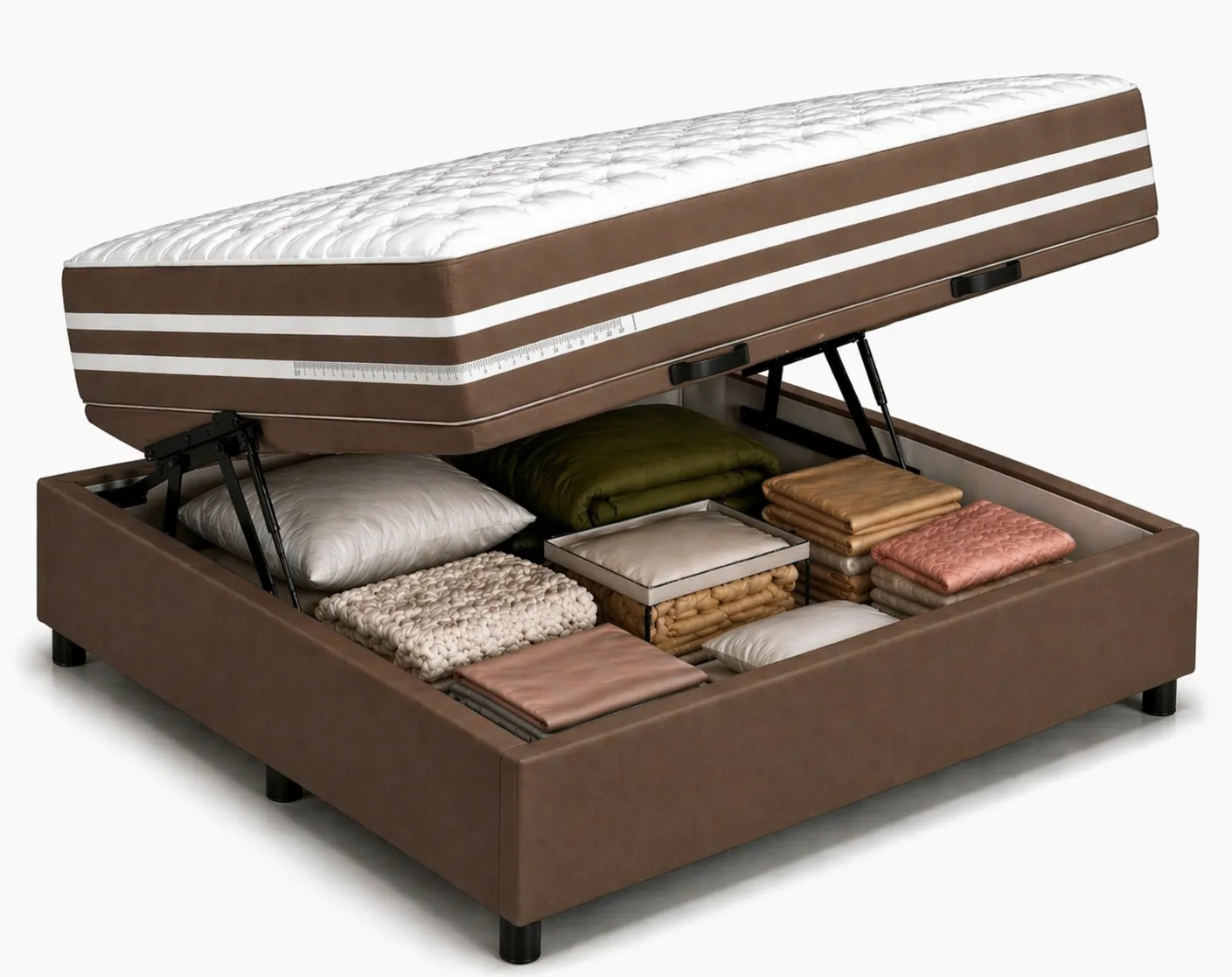 Kit Cama Box + Colchão Mola Ensacada Casal 1,38m - Marrom
