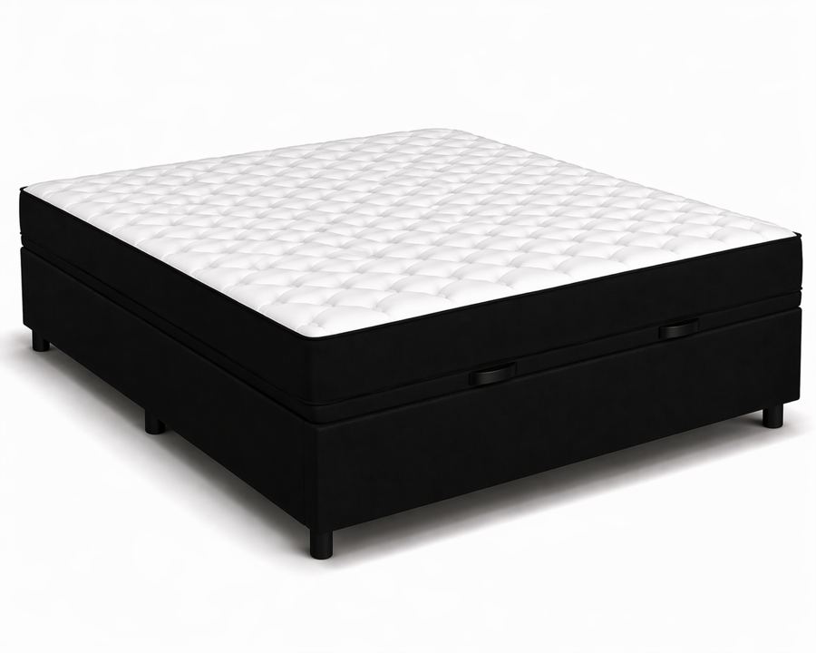 Kit Cama Box Baú + Colchão D45 King 1,98m - Preto
