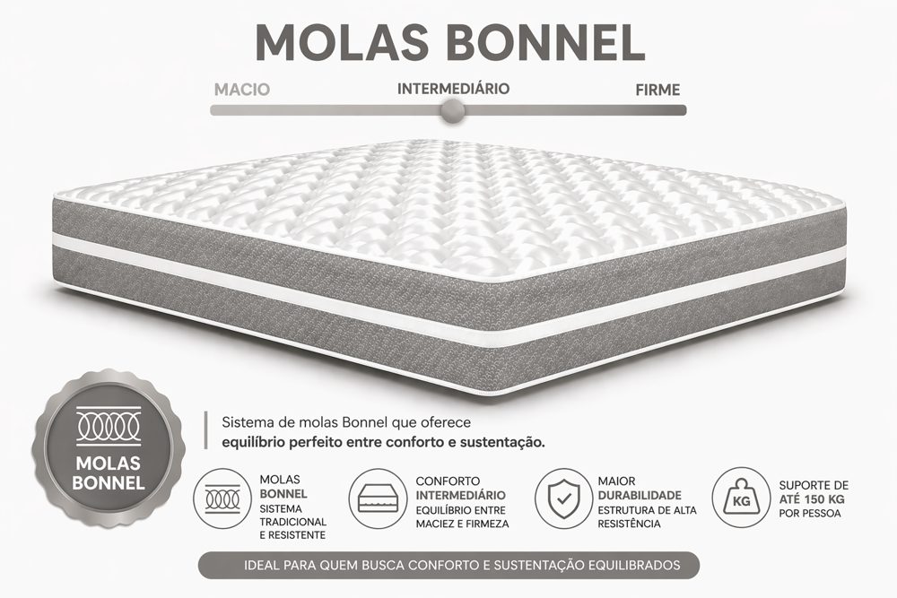 Kit Cama Box Baú + Colchão Mola Bonnel Solteirão 0,96m - Cinza