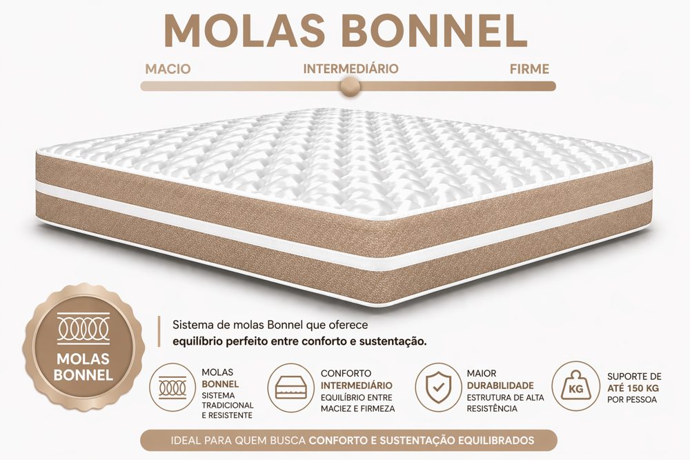 Kit Cama Box Baú + Colchão Mola Bonnel Viúva 1,28m - Marrom