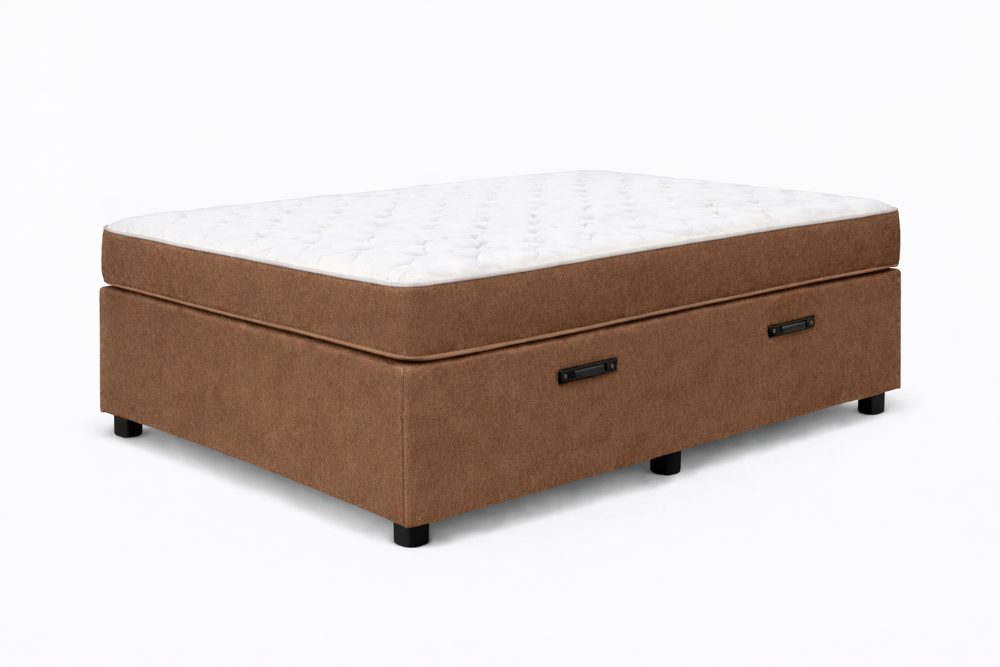 Kit Cama Box Baú + Colchão D33 Solteiro 0,88m - Marrom