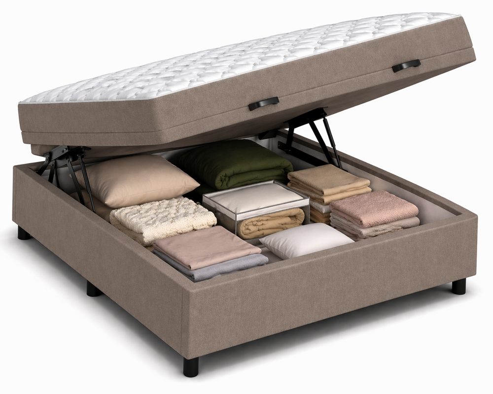 Kit Cama Box Baú + Colchão D45 Viúva 1,28m - Marrom